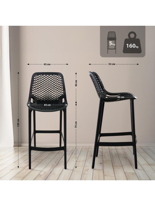 Set van 2 barkrukken Air, zwart