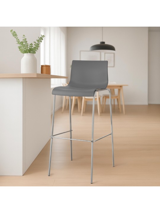 Set van 2 barkrukken Hoover kunststof 4-poots frame chroom, grijs