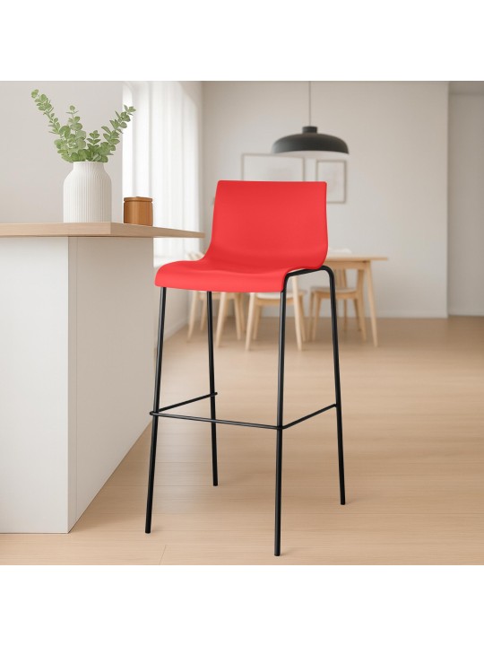 Set van 2 barkrukken Hoover kunststof 4-poots frame, rood