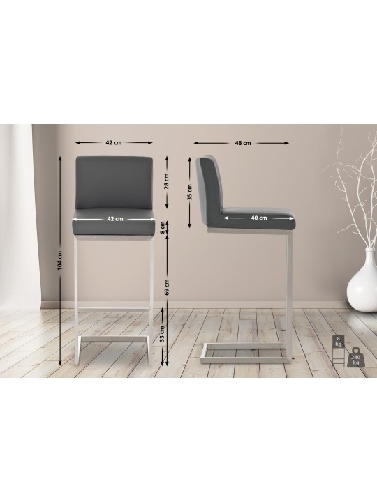 Set van 2 barkrukken Paros kunstleer, grijs