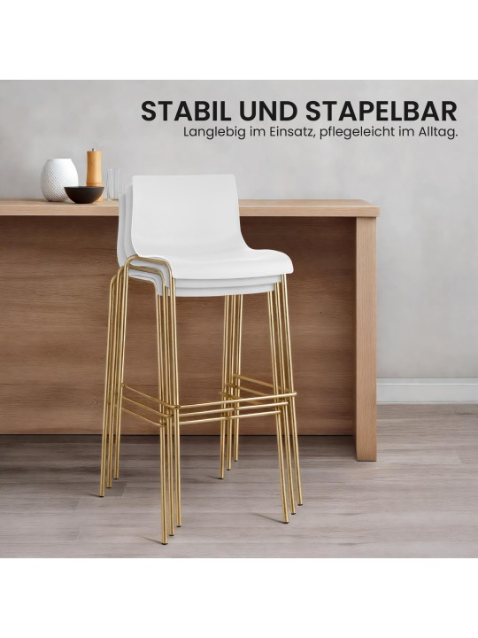 Set van 2 barkrukken Hoover kunststof 4-voet goud, wit