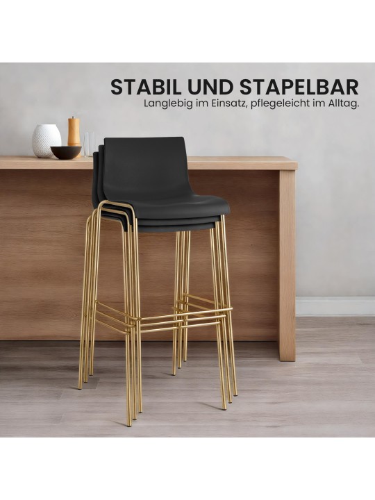 Set van 2 barkrukken Hoover kunststof 4-voet goud, zwart