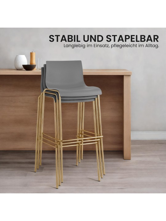 Set van 2 barkrukken Hoover kunststof 4-voet goud, grijs