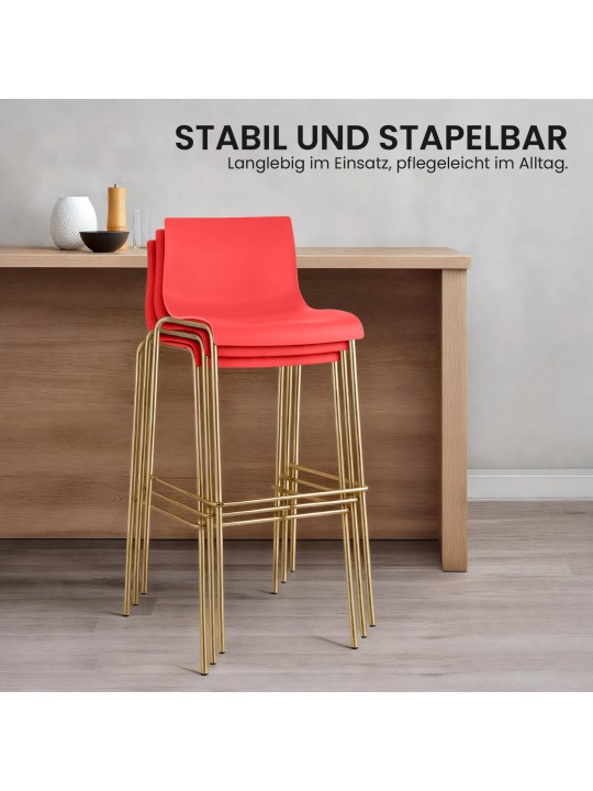 Set van 2 barkrukken Hoover kunststof 4-voet goud, rood