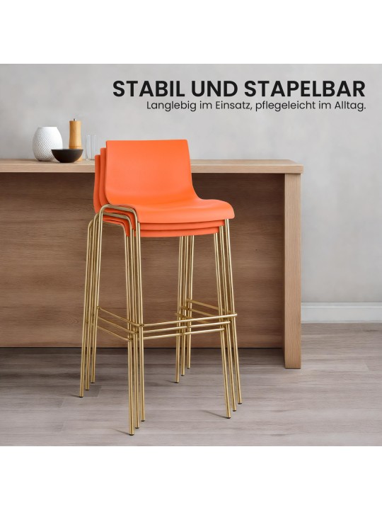 Set van 2 barkrukken Hoover kunststof 4-voet goud, oranje