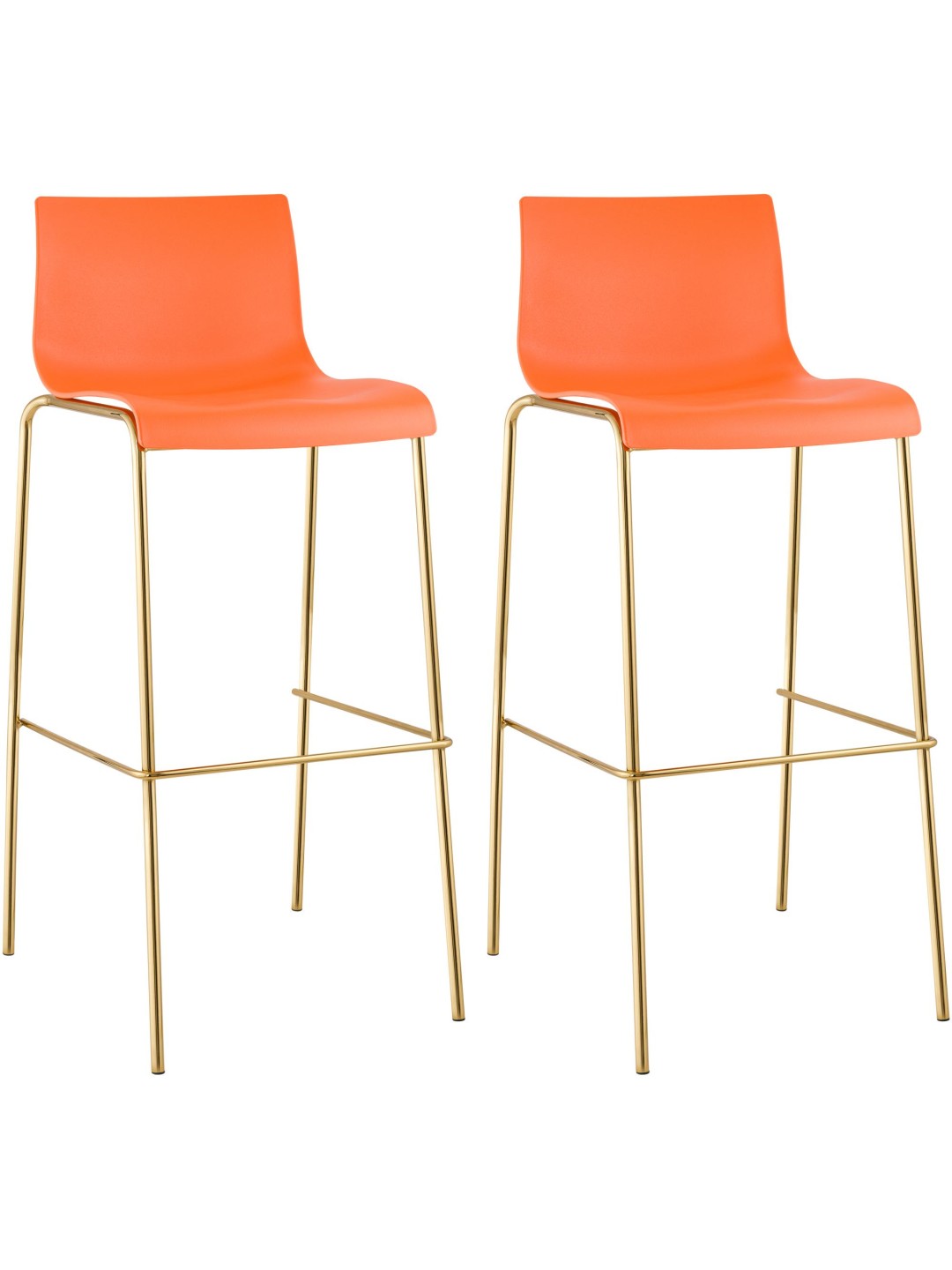 Set van 2 barkrukken Hoover kunststof 4-voet goud, oranje