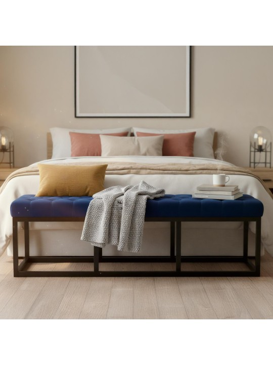 Bank Polson fluweel 150 cm, blauw Bank Polson fluweel 150 cm, blauw