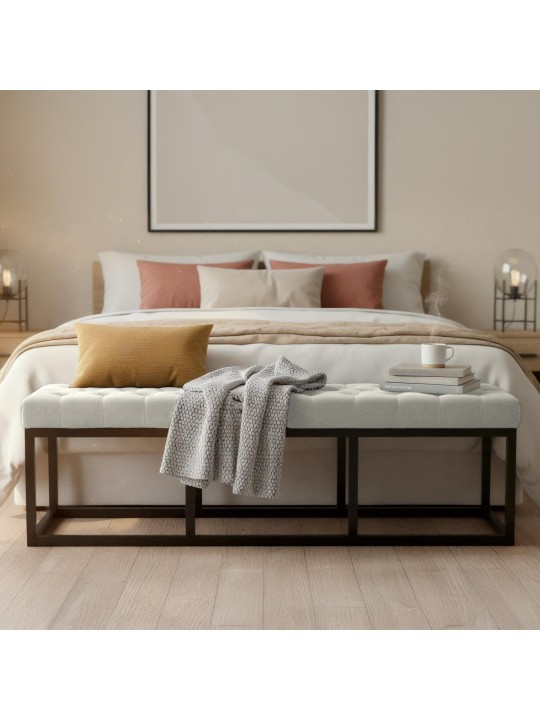 Bank Polson fluweel 150 cm, crème