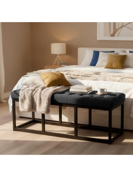 Bank Polson fluweel 120 cm, zwart