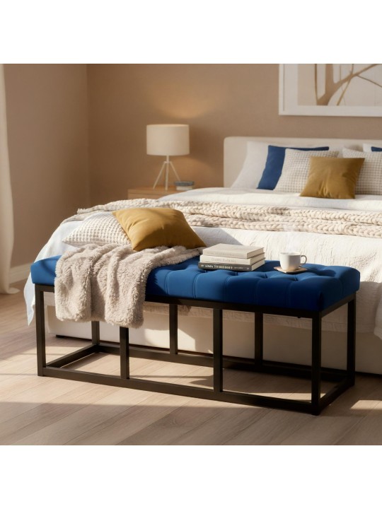 Bank Polson fluweel 120 cm, blauw