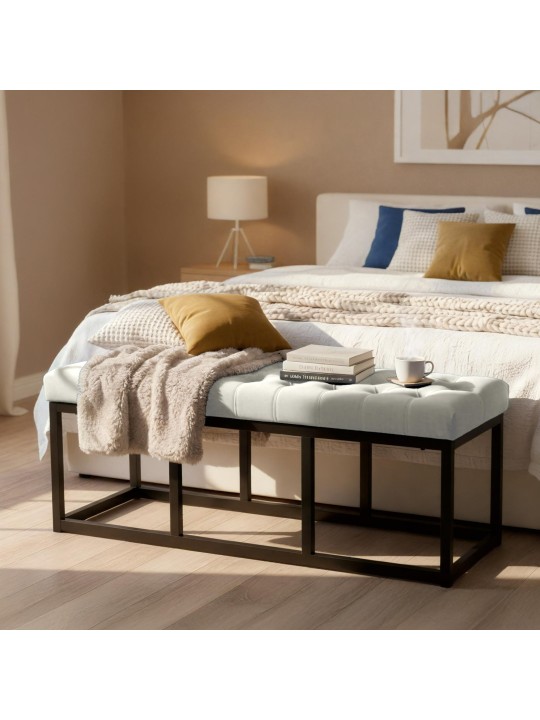 Bank Polson fluweel 120 cm, crème Bank Polson fluweel 120 cm, crème