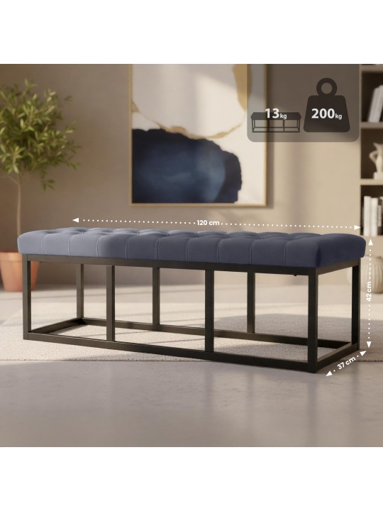 Bank Polson fluweel 120 cm, grijs