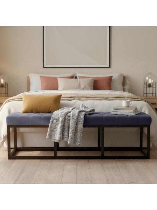 Bank Polson fluweel 150 cm, grijs