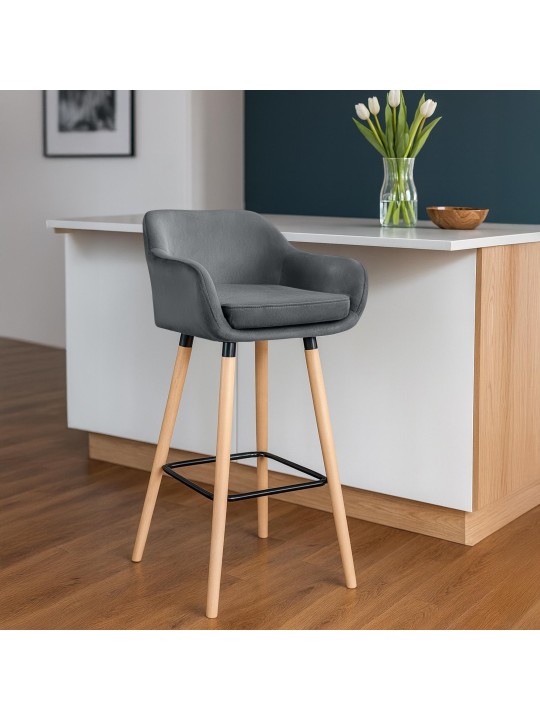 Set van 2 barkrukken Grant fluweel, grijs