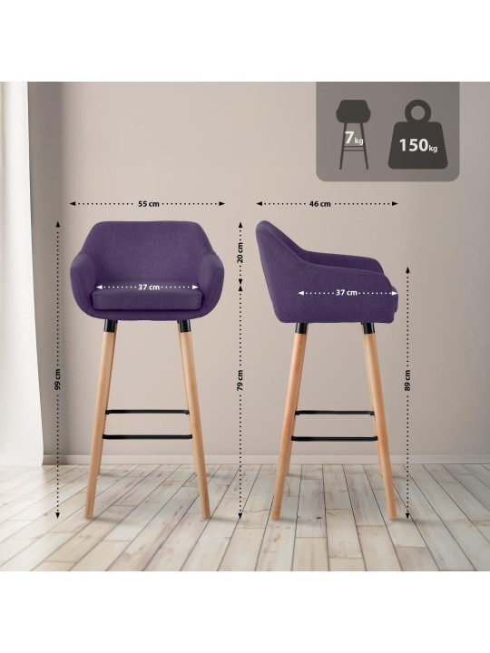 Set van 2 barkrukken Grant stof, lila Set van 2 barkrukken Grant stof, lila