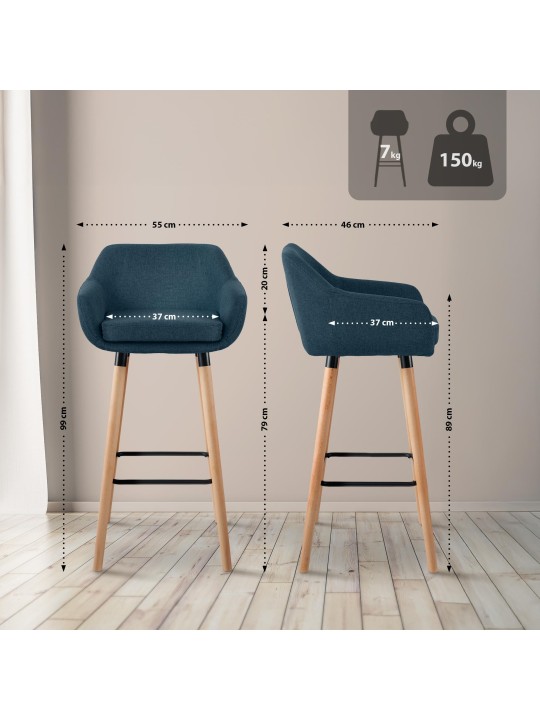 Set van 2 barkrukken Grant stof, blauw
