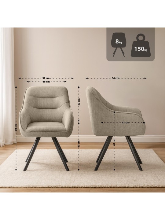 Stoel Pettuli stof, taupe Stoel Pettuli stof, taupe