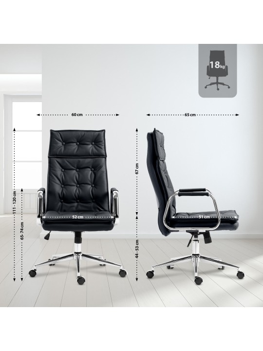 Bureaustoel Sotira echt leer, zwart