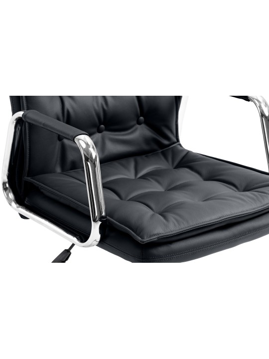 Bureaustoel Sotira echt leer, zwart