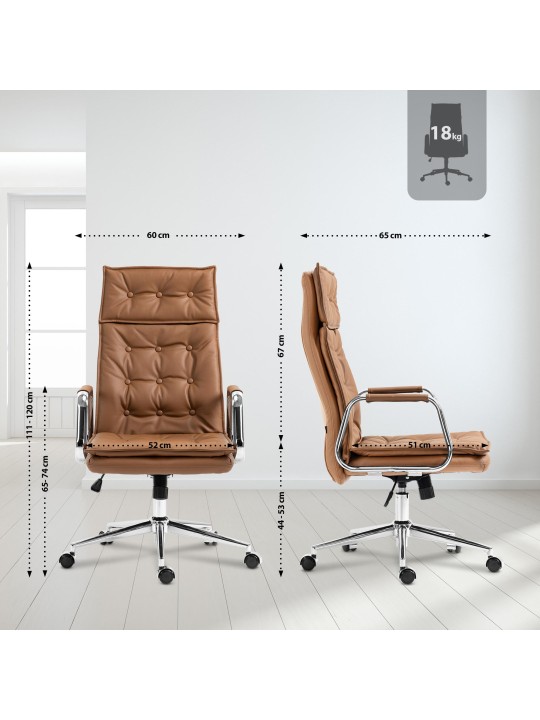Bureaustoel Sotira echt leer, lichtbruin