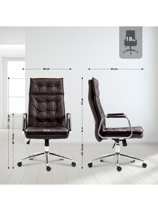 Bureaustoel Sotira echt leer, bruin