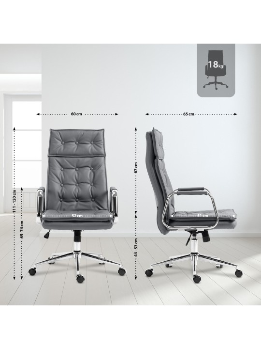 Bureaustoel Sotira echt leer, grijs