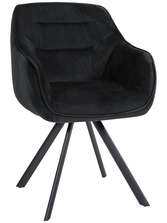 Stoel Russel fluweel, zwart
