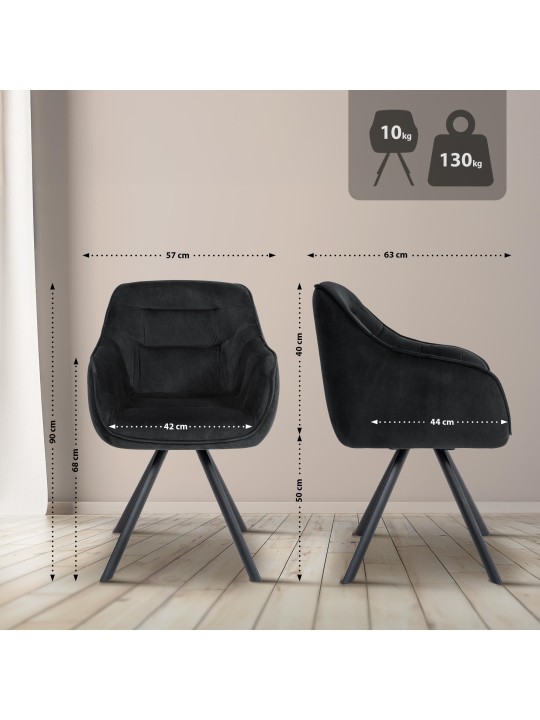 Stoel Russel fluweel, zwart