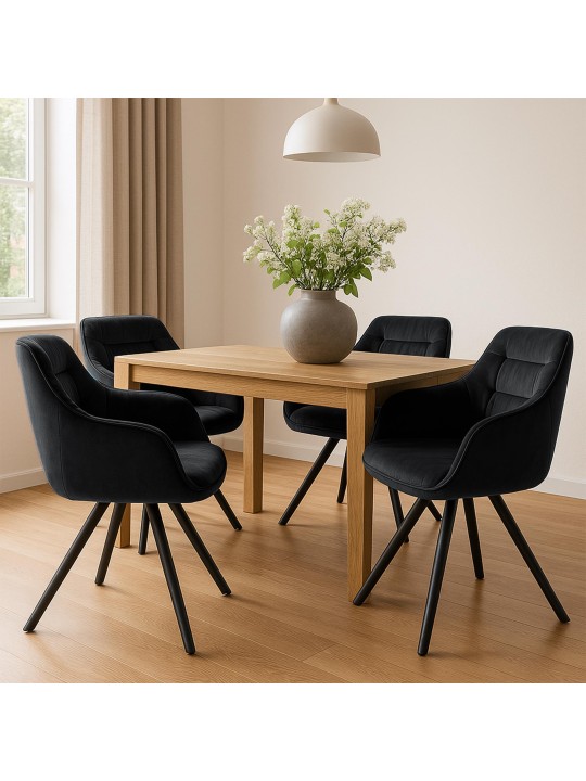 Stoel Russel fluweel, zwart