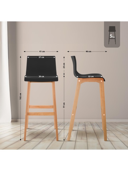 Barkruk Hoover Natura 4-poots frame, zwart