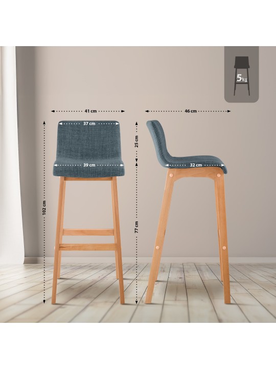 Set van 2 barkrukken Hoover stof Natura, blauw