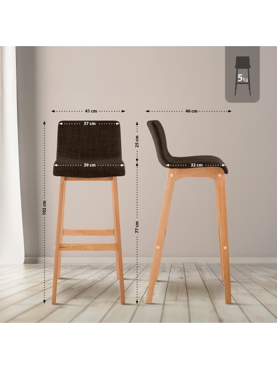 Set van 2 barkrukken Hoover stof Natura, bruin