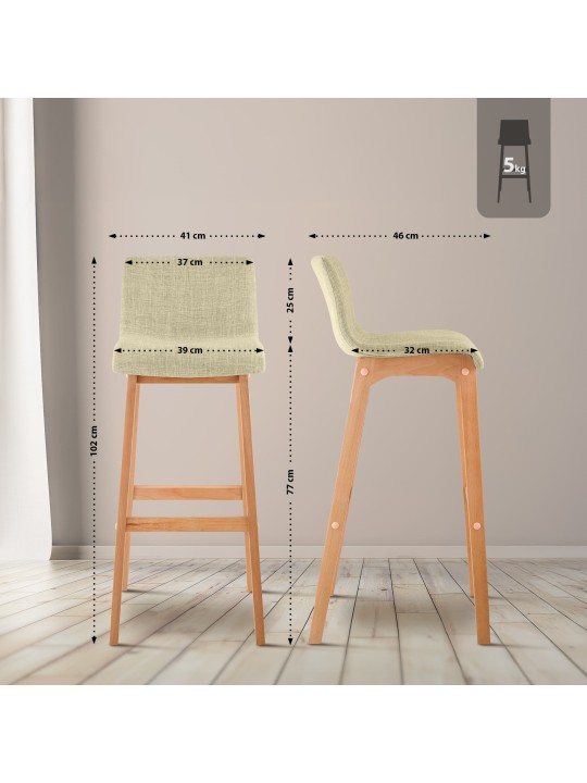 Set van 2 barkrukken Hoover stof Natura, crème