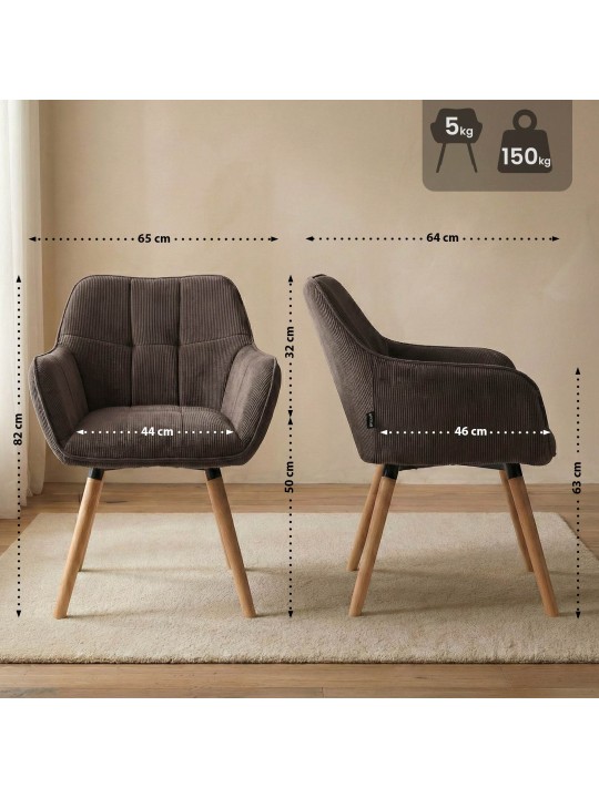 Eetkamerstoel Vienna Cord natura, bruin Eetkamerstoel Vienna Cord natura, bruin