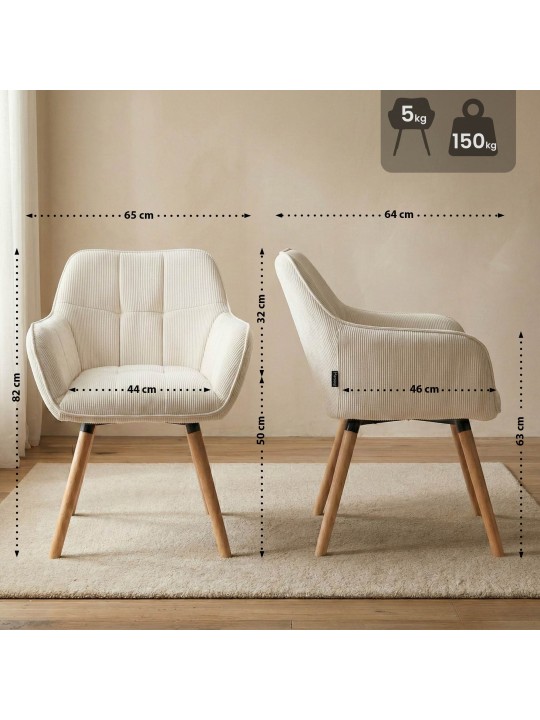 Eetkamerstoel Vienna Cord natura, crème Eetkamerstoel Vienna Cord natura, crème