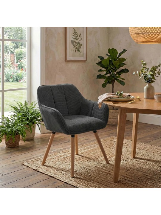 Eetkamerstoel Vienna Cord natura, donkergrijs Eetkamerstoel Vienna Cord natura, donkergrijs