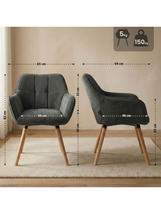 Eetkamerstoel Vienna Cord natura, donkergrijs Eetkamerstoel Vienna Cord natura, donkergrijs