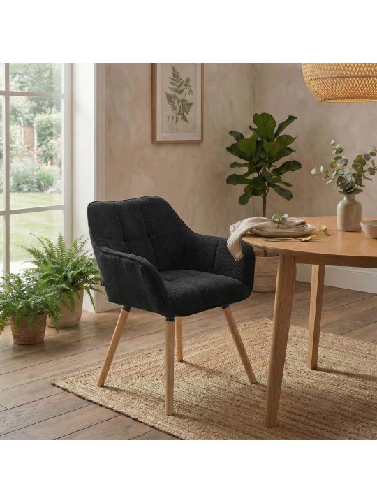 Eetkamerstoel Vienna Cord natura, zwart