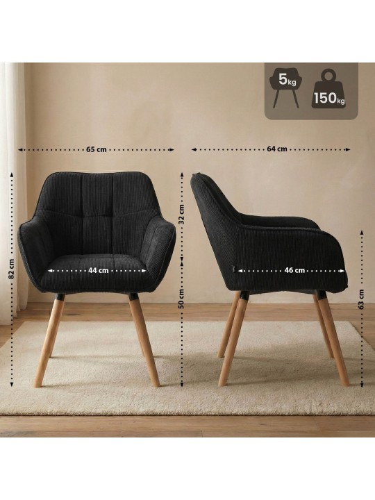 Eetkamerstoel Vienna Cord natura, zwart