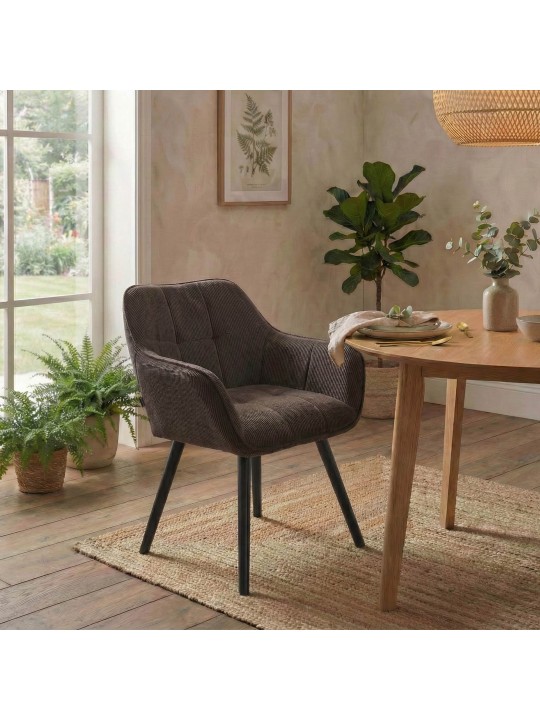 Vienna Cord eetkamerstoel, bruin