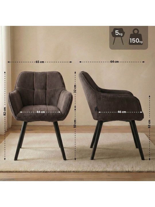 Vienna Cord eetkamerstoel, bruin