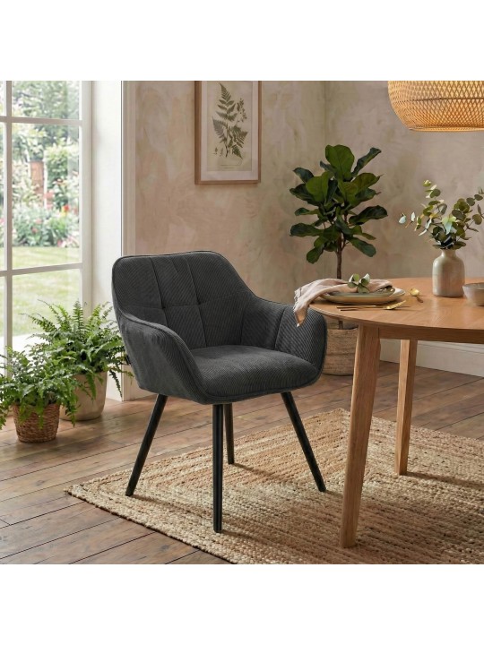 Vienna Cord eetkamerstoel, donkergrijs Vienna Cord eetkamerstoel, donkergrijs