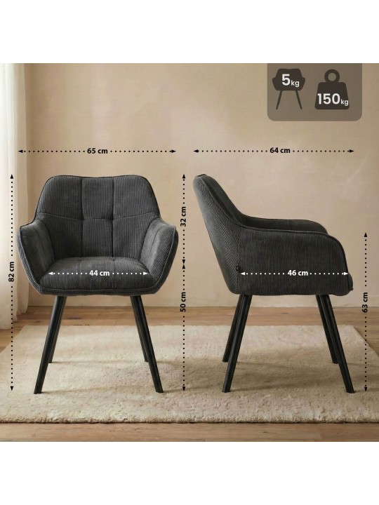 Vienna Cord eetkamerstoel, donkergrijs Vienna Cord eetkamerstoel, donkergrijs