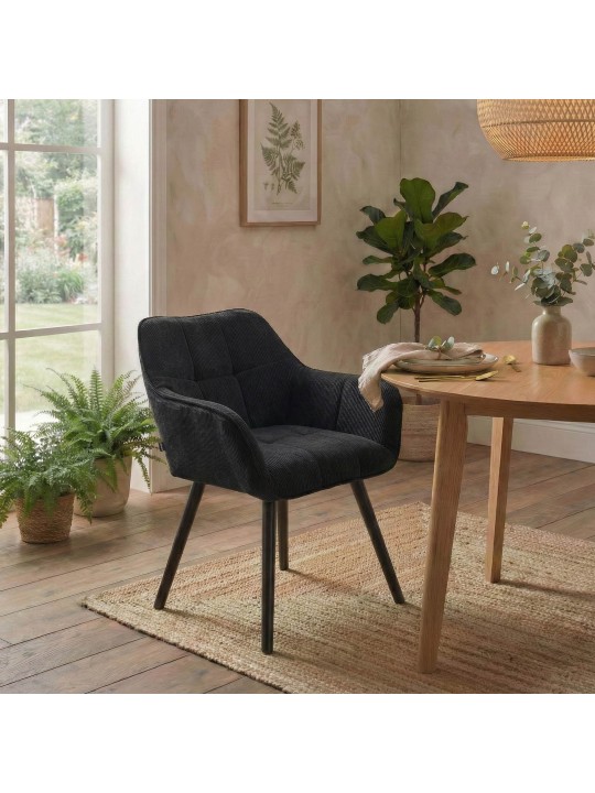 Vienna Cord eetkamerstoel, zwart