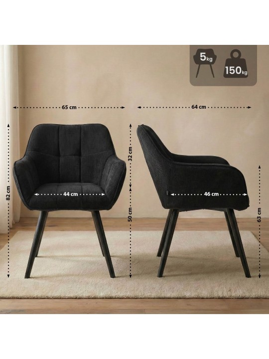 Vienna Cord eetkamerstoel, zwart